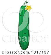 Clipart Of A Cartoon Cucumber With A Blossom Royalty Free Vector Illustration