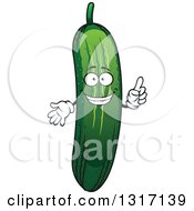 Clipart Of A Cartoon Cucumber Character Holding Up A Finger Royalty Free Vector Illustration