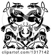 Clipart Of A Black Celtic Knot Wolf Or Dog Design Royalty Free Vector Illustration
