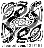 Clipart Of Black Celtic Knot Dragons Royalty Free Vector Illustration