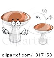 Clipart Of A Cartoon Face Hands And Forest Mushrooms Royalty Free Vector Illustration