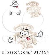 Clipart Of A Cartoon Face Hands And Oyster Mushrooms Royalty Free Vector Illustration