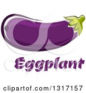 Clipart Of A Cartoon Purple Eggplant Over Text Royalty Free Vector Illustration