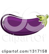 Clipart Of A Cartoon Purple Eggplant Royalty Free Vector Illustration