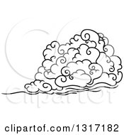 Clipart Of A Black And White Swirly Cloud And Wind 10 Royalty Free Vector Illustration
