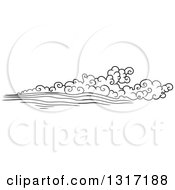 Clipart Of A Black And White Swirly Cloud And Wind 7 Royalty Free Vector Illustration
