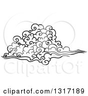 Clipart Of A Black And White Swirly Cloud And Wind 6 Royalty Free Vector Illustration