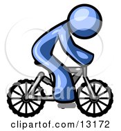 Blue Man Riding A Bicycle