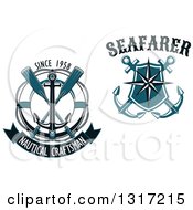 Poster, Art Print Of Nautical Star Shield Anchor Life Buoy And Oar Designs With Text