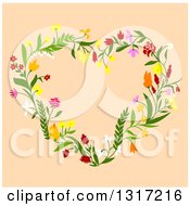 Poster, Art Print Of Floral Heart On Tan