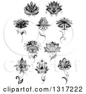 Poster, Art Print Of Black And White Henna And Lotus Flowers 12