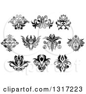 Poster, Art Print Of Black And White Vintage Floral Design Elements 14