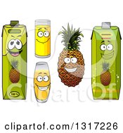Clipart Of A Grinning Pineapple And Juice Characters 2 Royalty Free Vector Illustration
