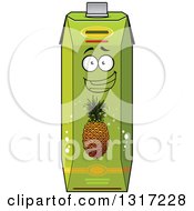 Clipart Of A Happy Pineapple Juice Carton Character 4 Royalty Free Vector Illustration