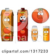 Poster, Art Print Of Happy Cartoon Orange And Juice Characters 2