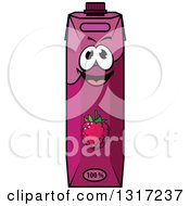Clipart Of A Happy Raspberry Juice Carton 3 Royalty Free Vector Illustration