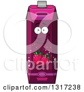 Clipart Of A Happy Raspberry Juice Carton 4 Royalty Free Vector Illustration