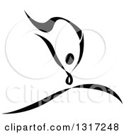 Clipart Of A Black Ribbon Dancer In Action Royalty Free Vector Illustration
