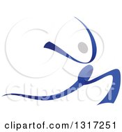 Clipart Of A Blue Ribbon Ballerina Dancing Royalty Free Vector Illustration
