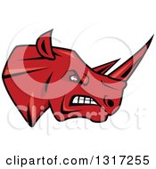 Poster, Art Print Of Cartoon Angry Red Rhinoceros Head In Profile 3