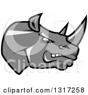 Poster, Art Print Of Cartoon Angry Gray Rhinoceros Head In Profile 2