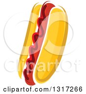 Clipart Of A Cartoon Hot Dog With Ketchup Royalty Free Vector Illustration