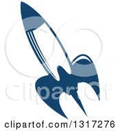 Poster, Art Print Of Retro Blue Space Rocket 14