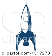 Clipart Of A Retro Blue Space Rocket 15 Royalty Free Vector Illustration