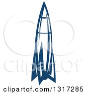 Clipart Of A Retro Blue Space Rocket 12 Royalty Free Vector Illustration