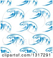 Clipart Of A Seamless Background Design Pattern Of Ocean Waves In Blue On White 3 Royalty Free Vector Illustration