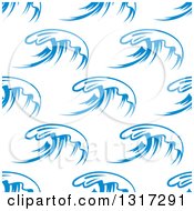 Poster, Art Print Of Seamless Background Design Pattern Of Ocean Waves In Blue On White 3