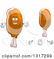 Clipart Of A Cartoon Happy Face Hands And Chicken Drumsticks Royalty Free Vector Illustration