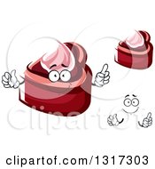 Poster, Art Print Of Cartoon Face Hands And Heart Shaped Valentines Day Cakes
