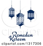 Ramadan Kareem Greeting With Blue Lanterns