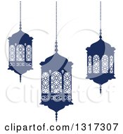 Poster, Art Print Of Navy Blue Ramadan Kareem Lanterns