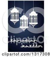 Poster, Art Print Of Ramadan Kareem Greeting With Lanterns On Blue