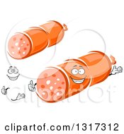 Clipart Of A Cartoon Face Hands And Salami Royalty Free Vector Illustration