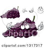 Poster, Art Print Of Cartoon Face Hands And Purple Grapes