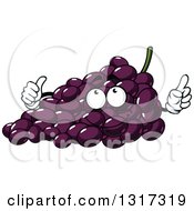 Clipart Of A Cartoon Purple Grapes Character Giving A Thumb Up Royalty Free Vector Illustration