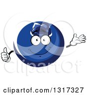 Cartoon Blueberry Character Presenting And Giving A Thumb Up