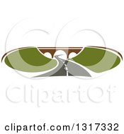 Clipart Of A Highway Road Leading To A Bridge Royalty Free Vector Illustration
