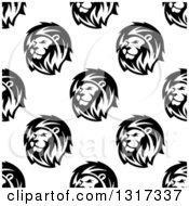 Poster, Art Print Of Seamless Background Pattern Of Lions In Black And White 2