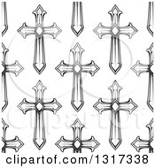 Clipart Of A Seamless Background Pattern Of Black And White Crosses Royalty Free Vector Illustration