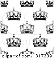 Poster, Art Print Of Seamless Background Pattern Of Black And White Ornate Crowns 7