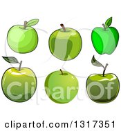 Clipart Of Cartoon Green Apples Royalty Free Vector Illustration