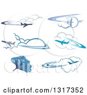 Poster, Art Print Of Blue Airplanes Flying Over Clouds 4