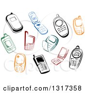 Poster, Art Print Of Colorful Sketched Cell Phones
