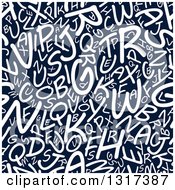 Poster, Art Print Of Seamless Background Pattern Of White Capital Letters On Navy Blue