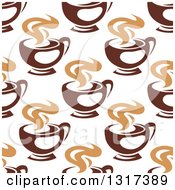 Poster, Art Print Of Seamless Background Pattern Of Steamy Brown Coffee Cups 7
