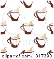 Poster, Art Print Of Seamless Background Pattern Of Steamy Brown Coffee Cups 6